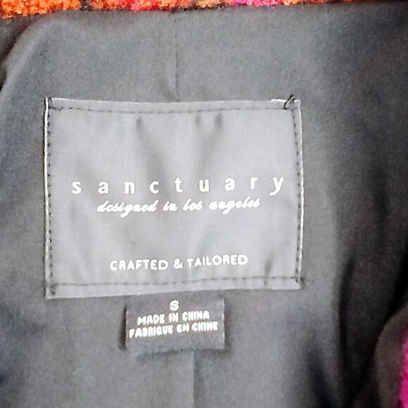 Sanctuary SZ S The Roller Shacket Red Pink Orange Black Plaid - Picture 4 of 8